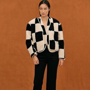 SOURCE UNKNOWN Checker Shearling Blazer